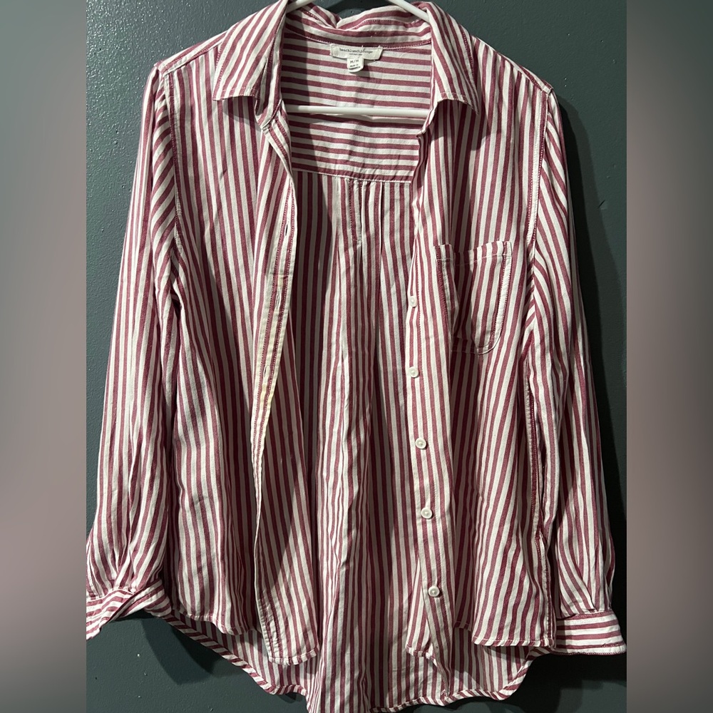 Beachlunchlounge mauve and White Striped Top